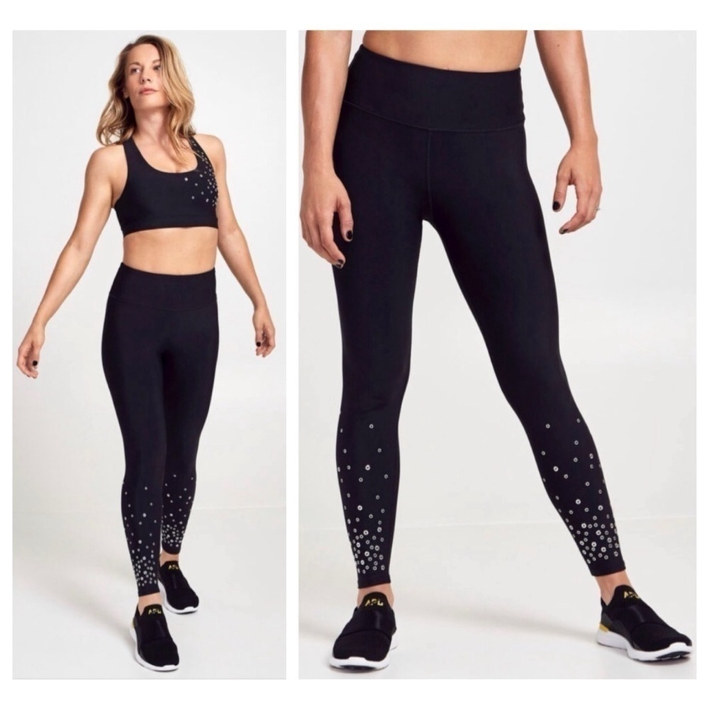 NWT SOUL BY SOULCYCLE Black Scatter Grommet Tight Leggings size XXXL